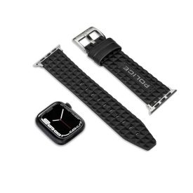 Police Pyramid fekete bőr Apple Watch szíj 20 mm